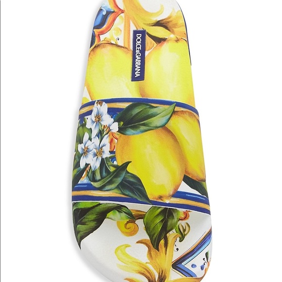 🩴rubber pool slides with signature lemon print and rubberized logo at the heel - Picture 13 of 14